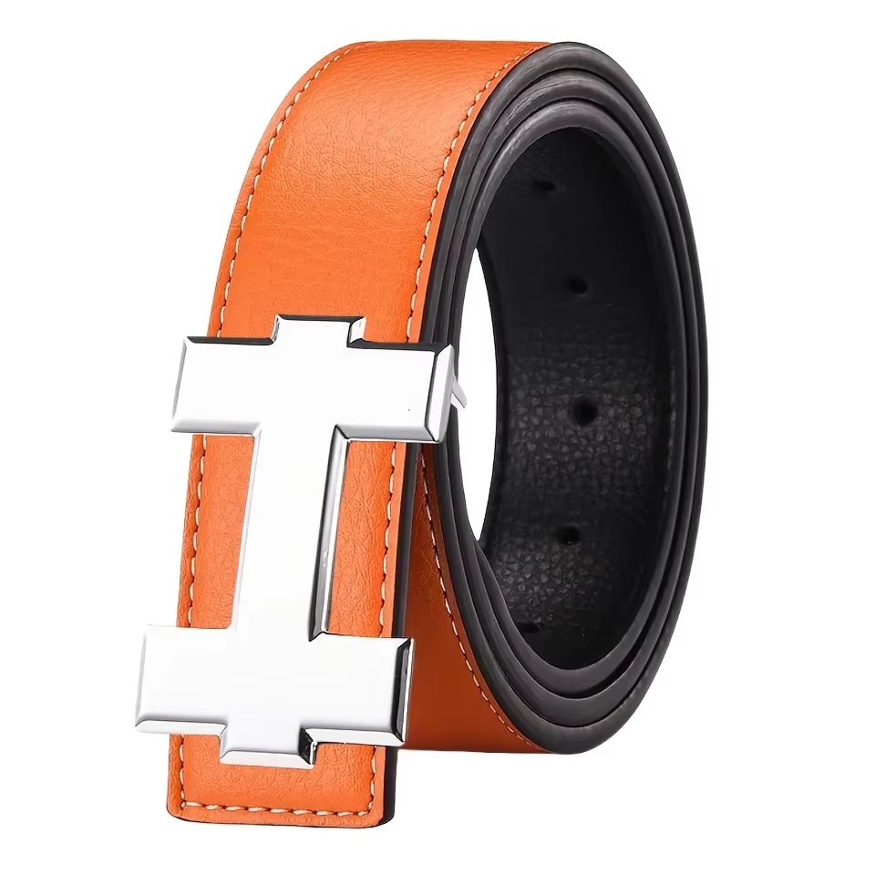 SlimLine 33 Cm Fashion Casual Belt  Silver Smooth Buckle Designer Unisex Belt For Jeans  Workwear 3