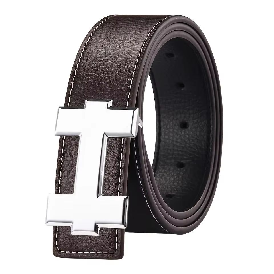 SlimLine 33 Cm Fashion Casual Belt  Silver Smooth Buckle Designer Unisex Belt For Jeans  Workwear 4
