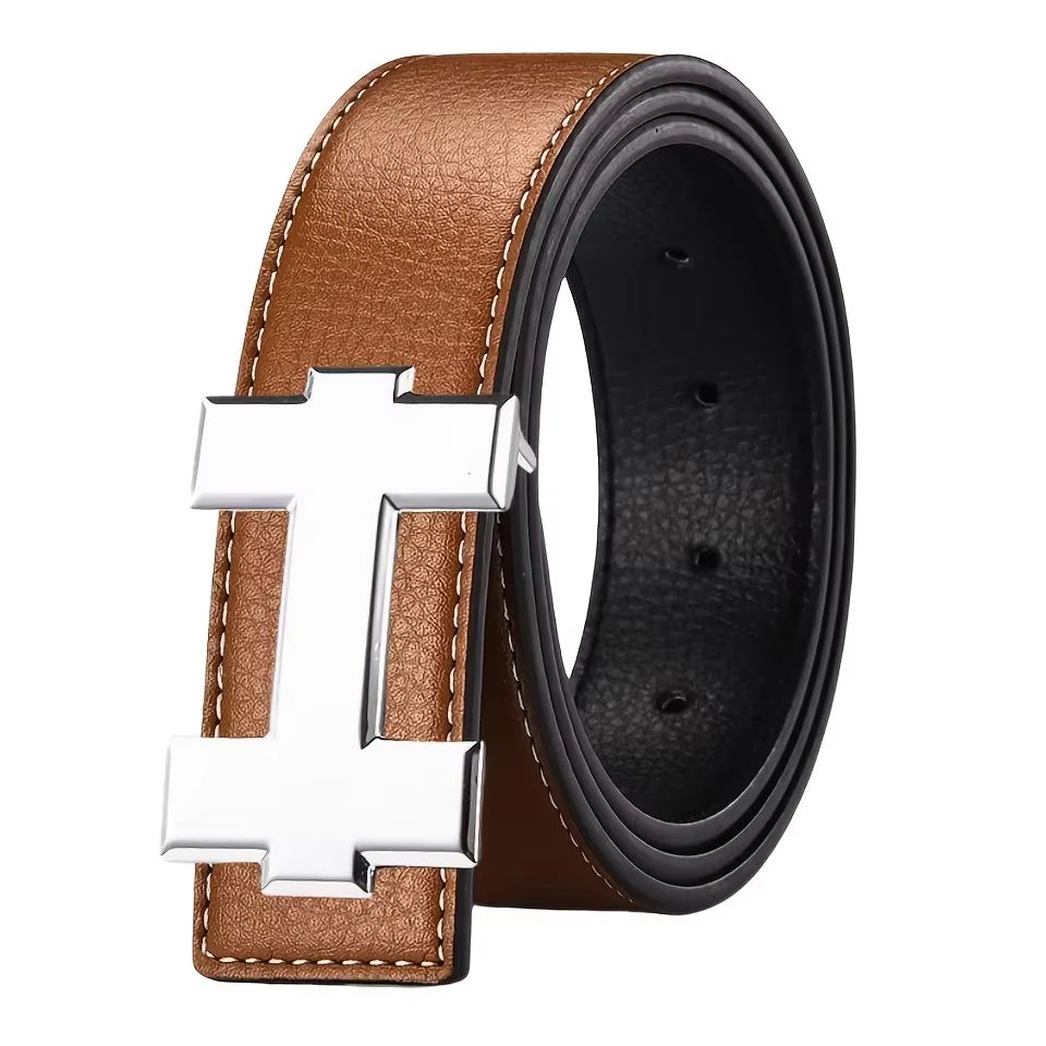 SlimLine 33 Cm Fashion Casual Belt  Silver Smooth Buckle Designer Unisex Belt For Jeans  Workwear 5
