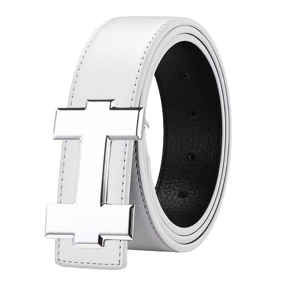 SlimLine 33 Cm Fashion Casual Belt  Silver Smooth Buckle Designer Unisex Belt For Jeans  Workwear 7
