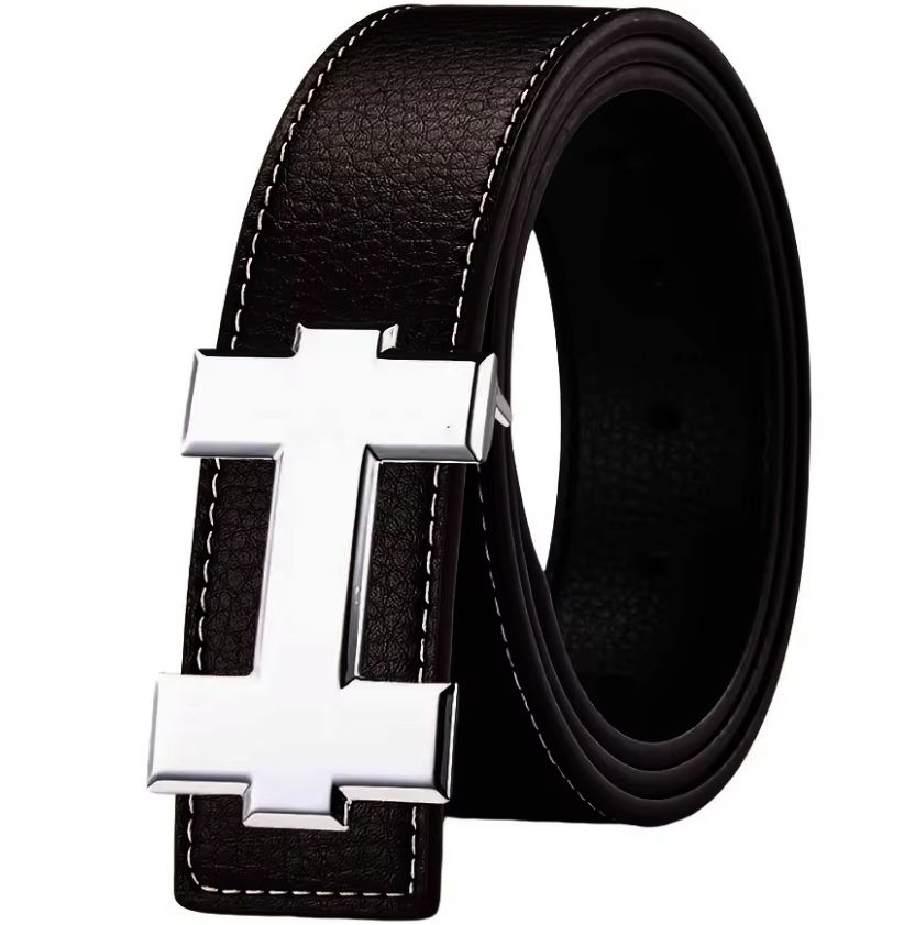 SlimLine 33 Cm Fashion Casual Belt  Silver Smooth Buckle Designer Unisex Belt For Jeans  Workwear 8