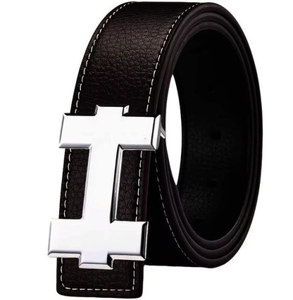 SlimLine 33 Cm Fashion Casual Belt  Silver Smooth Buckle Designer Unisex Belt For Jeans  Workwear 8