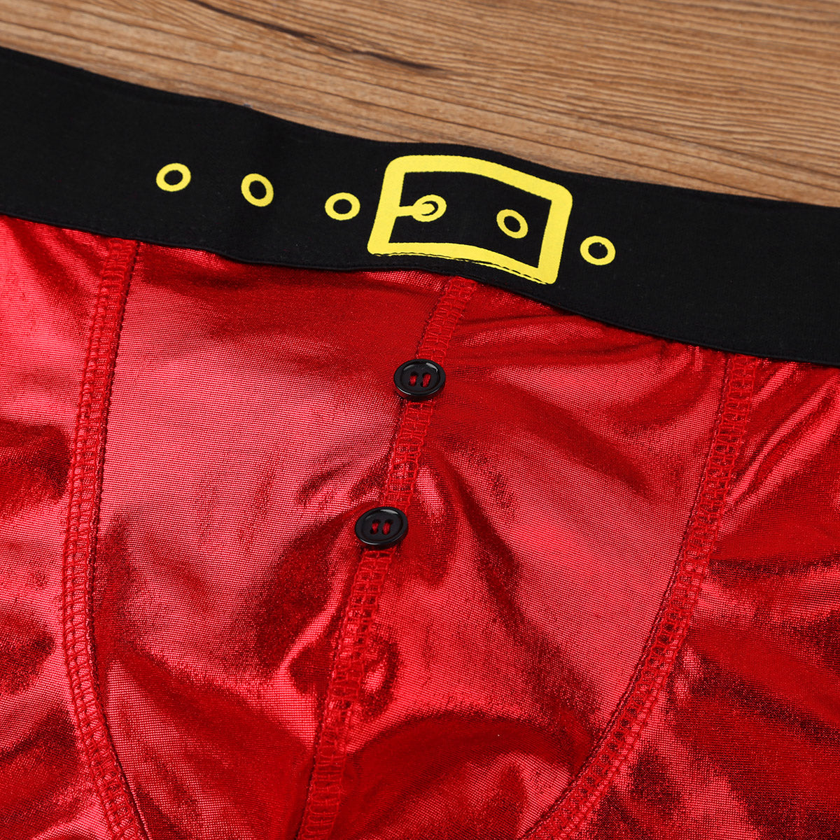 Christmas Underwear Santa Claus Men Red Faux Leather Boxer Shorts Party Panties Costume Rave Male U 4