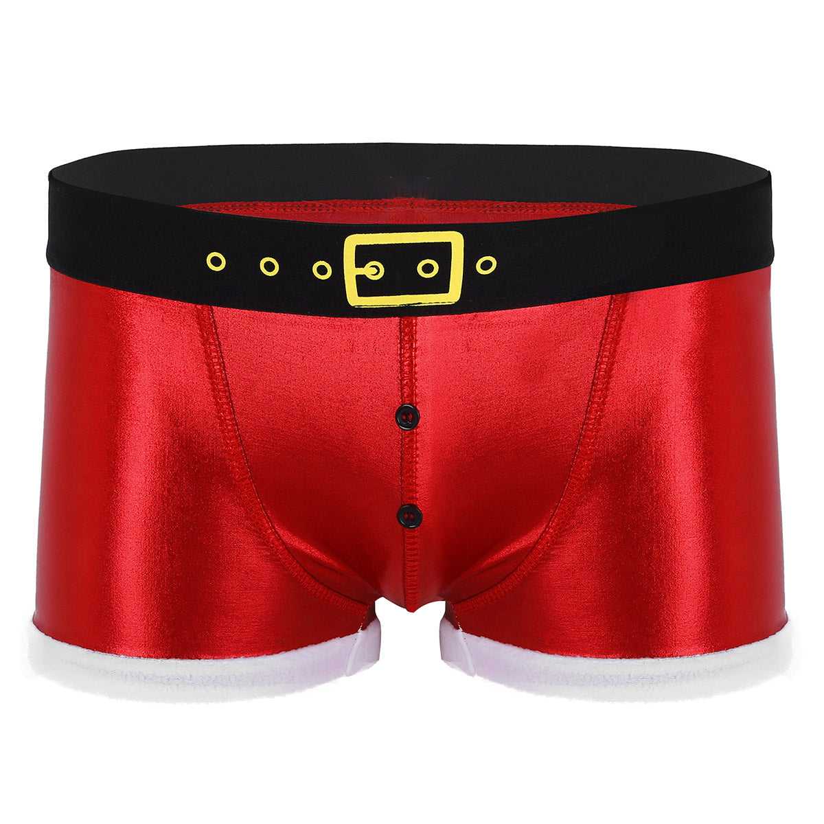 Christmas Underwear Santa Claus, Men Red Faux Leather Boxer Shorts, Party Panties Costume, Rave Male Underpants