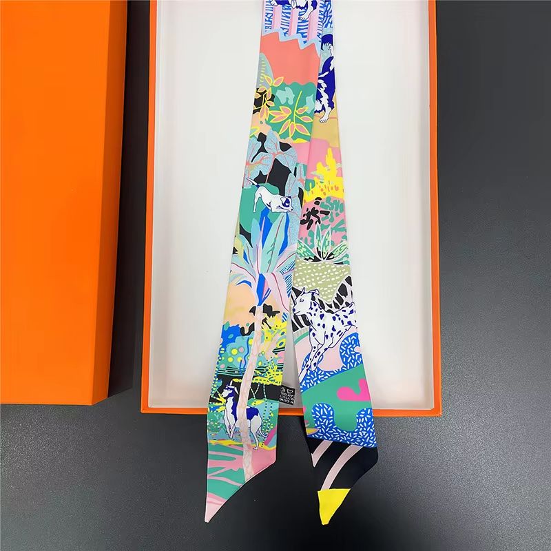 SlimRibbon MultiUse Long Scarf  Narrow Ribbon Headband  Neckerchief For Women 9