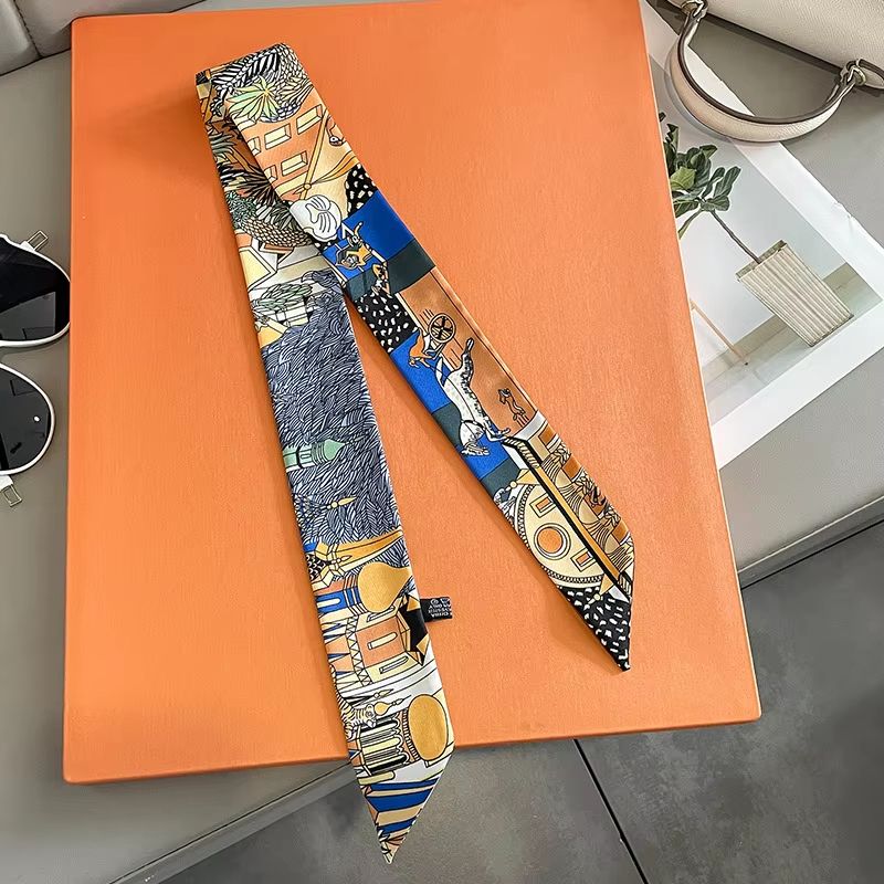 SlimRibbon MultiUse Long Scarf  Narrow Ribbon Headband  Neckerchief For Women 13