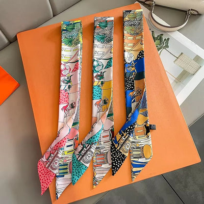 SlimRibbon MultiUse Long Scarf  Narrow Ribbon Headband  Neckerchief For Women 1