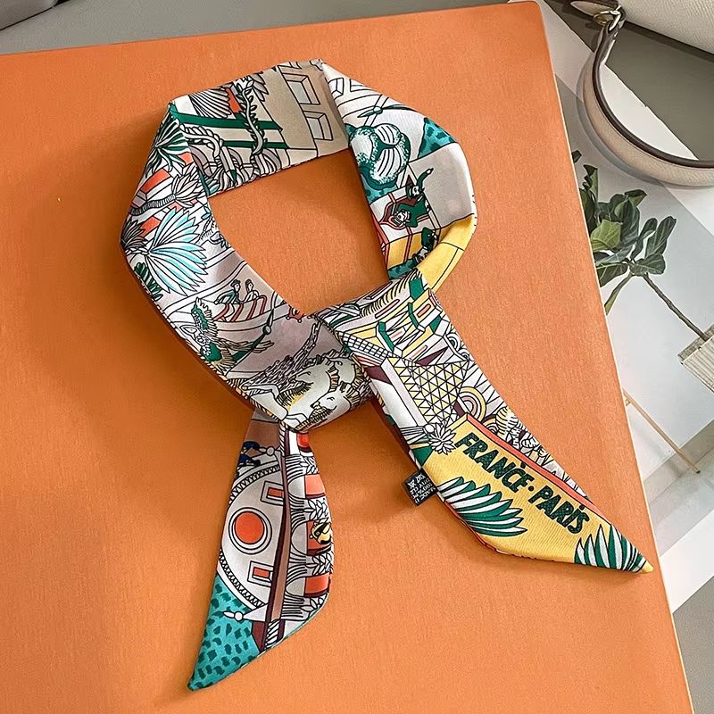 SlimRibbon MultiUse Long Scarf  Narrow Ribbon Headband  Neckerchief For Women 4