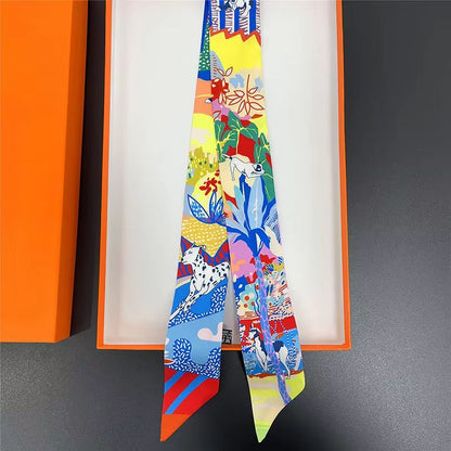 SlimRibbon MultiUse Long Scarf  Narrow Ribbon Headband  Neckerchief For Women 7