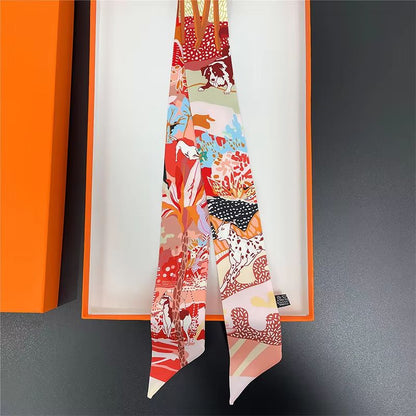 SlimRibbon MultiUse Long Scarf  Narrow Ribbon Headband  Neckerchief For Women 8