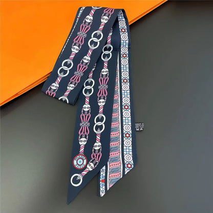 SlimRibbon MultiUse Long Scarf  Narrow Ribbon Headband  Neckerchief For Women 19