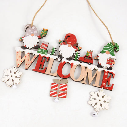 Merry Christmas Gnome Santa Claus, Wooden Hanging Ornament, Decoration for Home Door, Tree Pendants