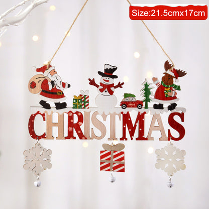 Merry Christmas Gnome Santa Claus Wooden Hanging Ornament Decoration For Home Door Tree Pendants 4