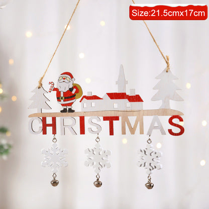 Merry Christmas Gnome Santa Claus Wooden Hanging Ornament Decoration For Home Door Tree Pendants 5
