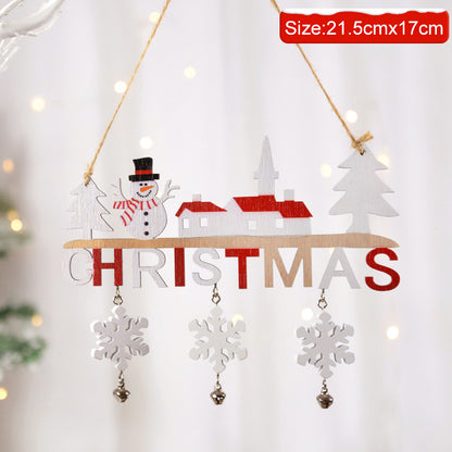 Merry Christmas Gnome Santa Claus Wooden Hanging Ornament Decoration For Home Door Tree Pendants 6