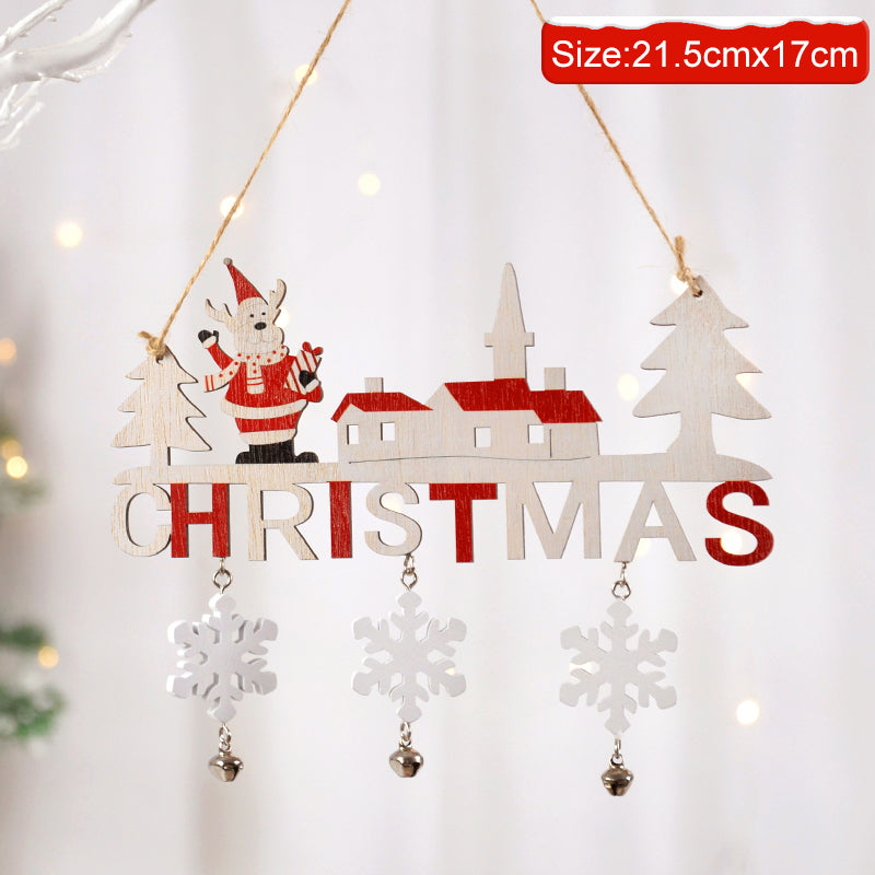 Merry Christmas Gnome Santa Claus Wooden Hanging Ornament Decoration For Home Door Tree Pendants 7