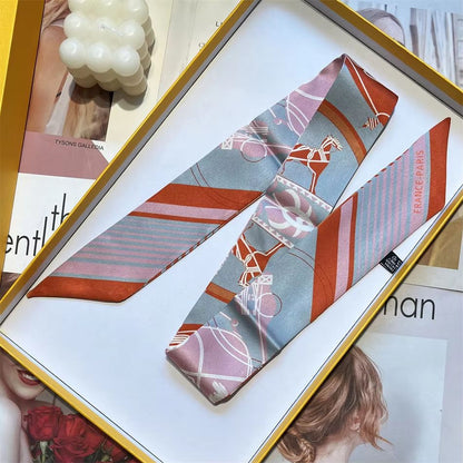 SlimRibbon MultiUse Long Scarf  Narrow Ribbon Headband  Neckerchief For Women 22
