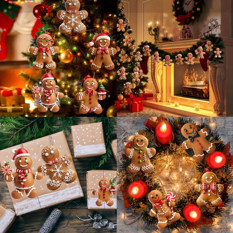 Gingerbread Man Hanging Ornament Merry Christmas Wooden DIY Home Xmas Celebration Party Decoration  2