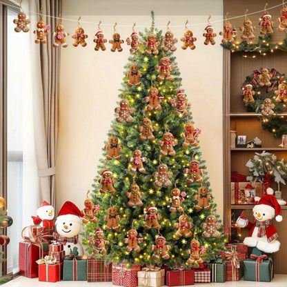 Gingerbread Man Hanging Ornament Merry Christmas Wooden DIY Home Xmas Celebration Party Decoration  3