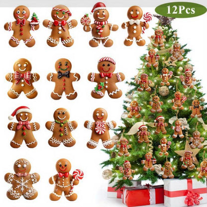 Gingerbread Man Hanging Ornament Merry Christmas Wooden DIY Home Xmas Celebration Party Decoration  4