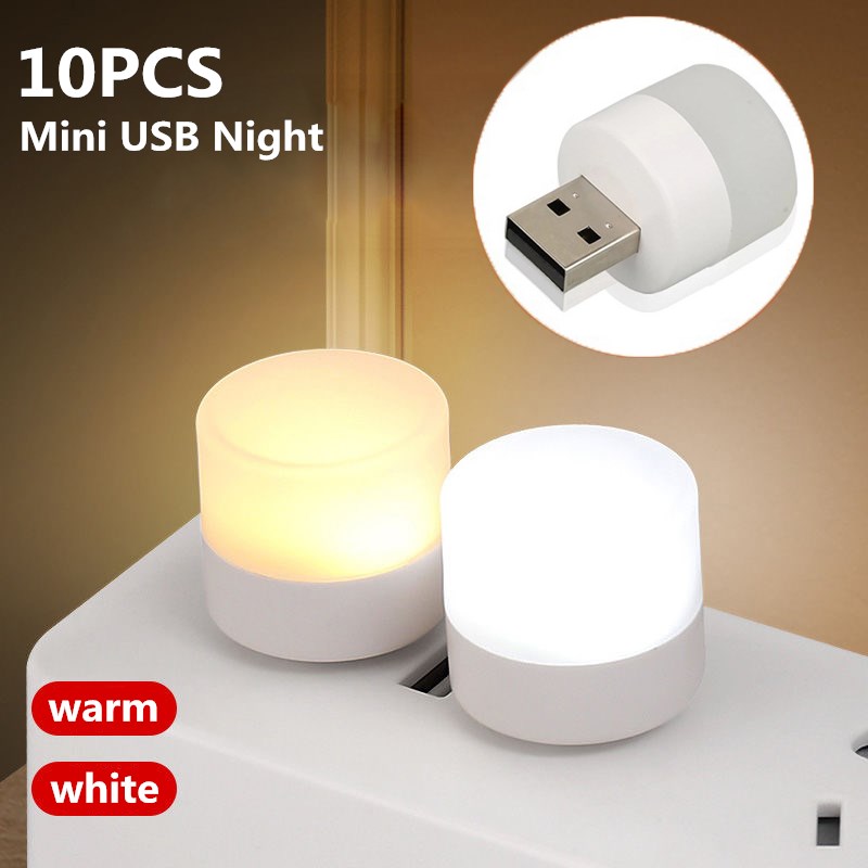 Mini USB Night Light, Warm White LED Lamp, Eye Protection Reading Light, USB Plug for Computer