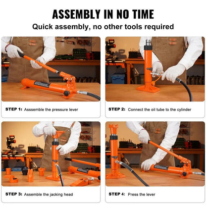 Portable Hydraulic Ram Porta Power Kit With Oil Hose Auto Body Frame Repair Kit 5
