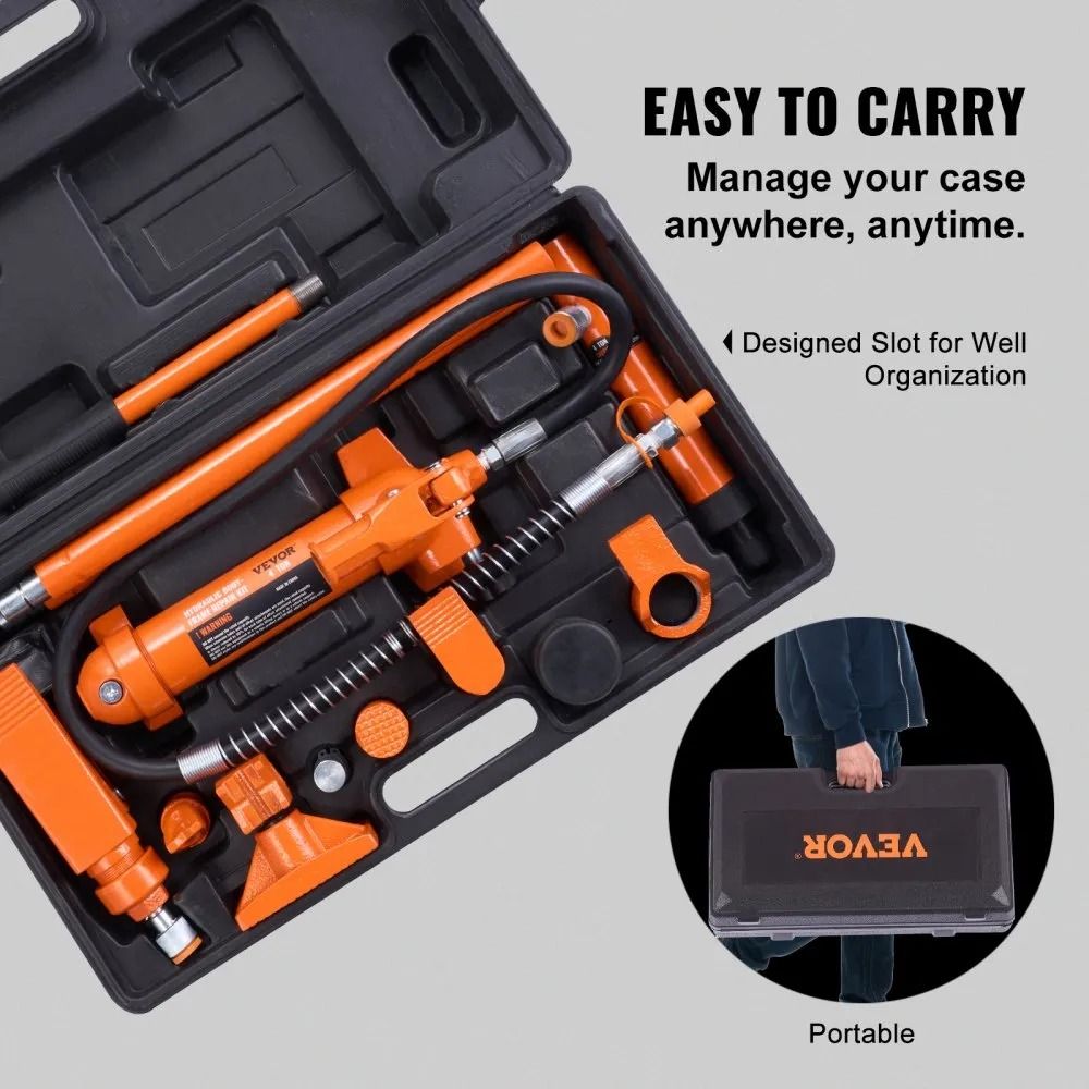 Portable Hydraulic Ram Porta Power Kit With Oil Hose Auto Body Frame Repair Kit 2