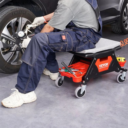 Rolling Mechanic Seat High LBS Capacity Mechanics Stool Heavy Duty Roller Creeper With Drawer And T