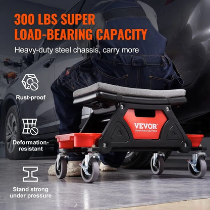 Rolling Mechanic Seat High LBS Capacity Mechanics Stool Heavy Duty Roller Creeper With Drawer And T