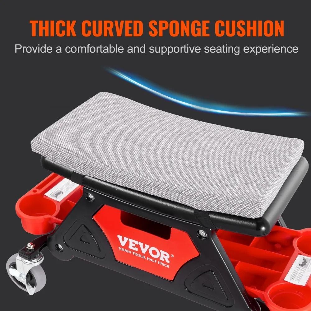 Rolling Mechanic Seat High LBS Capacity Mechanics Stool Heavy Duty Roller Creeper With Drawer And T