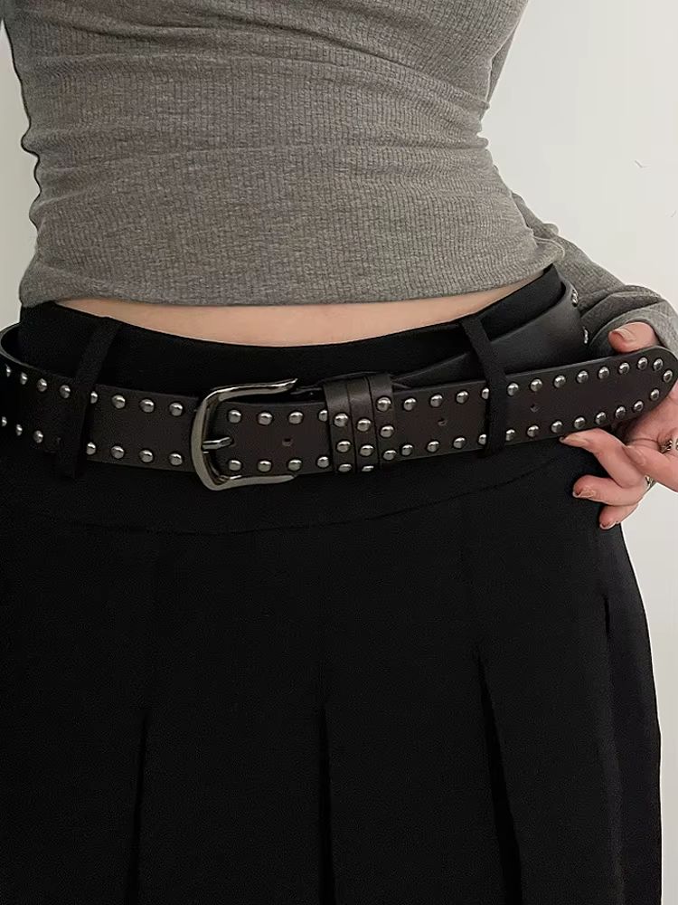 EdgeRivet TieIn Belt  Black Studded Fashion Belt For Women  Jeans 1
