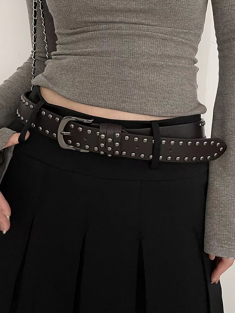 EdgeRivet TieIn Belt  Black Studded Fashion Belt For Women  Jeans 2