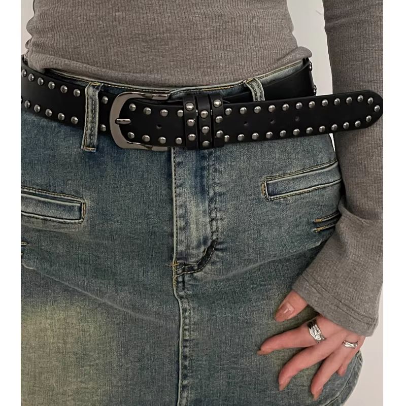 EdgeRivet TieIn Belt  Black Studded Fashion Belt For Women  Jeans 6