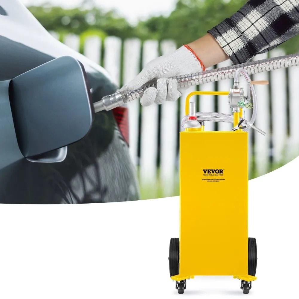 Gasoline Diesel Fuel Caddy Gas Storage Tank With Manual Pump Wheels Portable Fuel Container 3