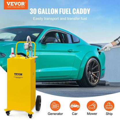 Gasoline Diesel Fuel Caddy Gas Storage Tank With Manual Pump Wheels Portable Fuel Container 1