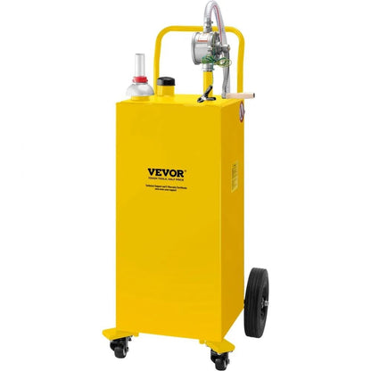 Gasoline Diesel Fuel Caddy, Gas Storage Tank with Manual Pump, Wheels Portable Fuel Container