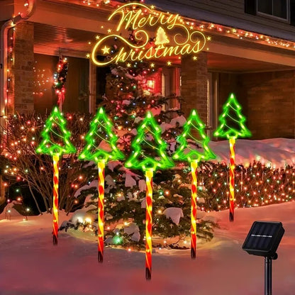 Outdoor Waterproof Solar Candy Christmas Tree Lights, LED Lawn Lamp Decoration, Garden Yard Stake Lights for Holiday