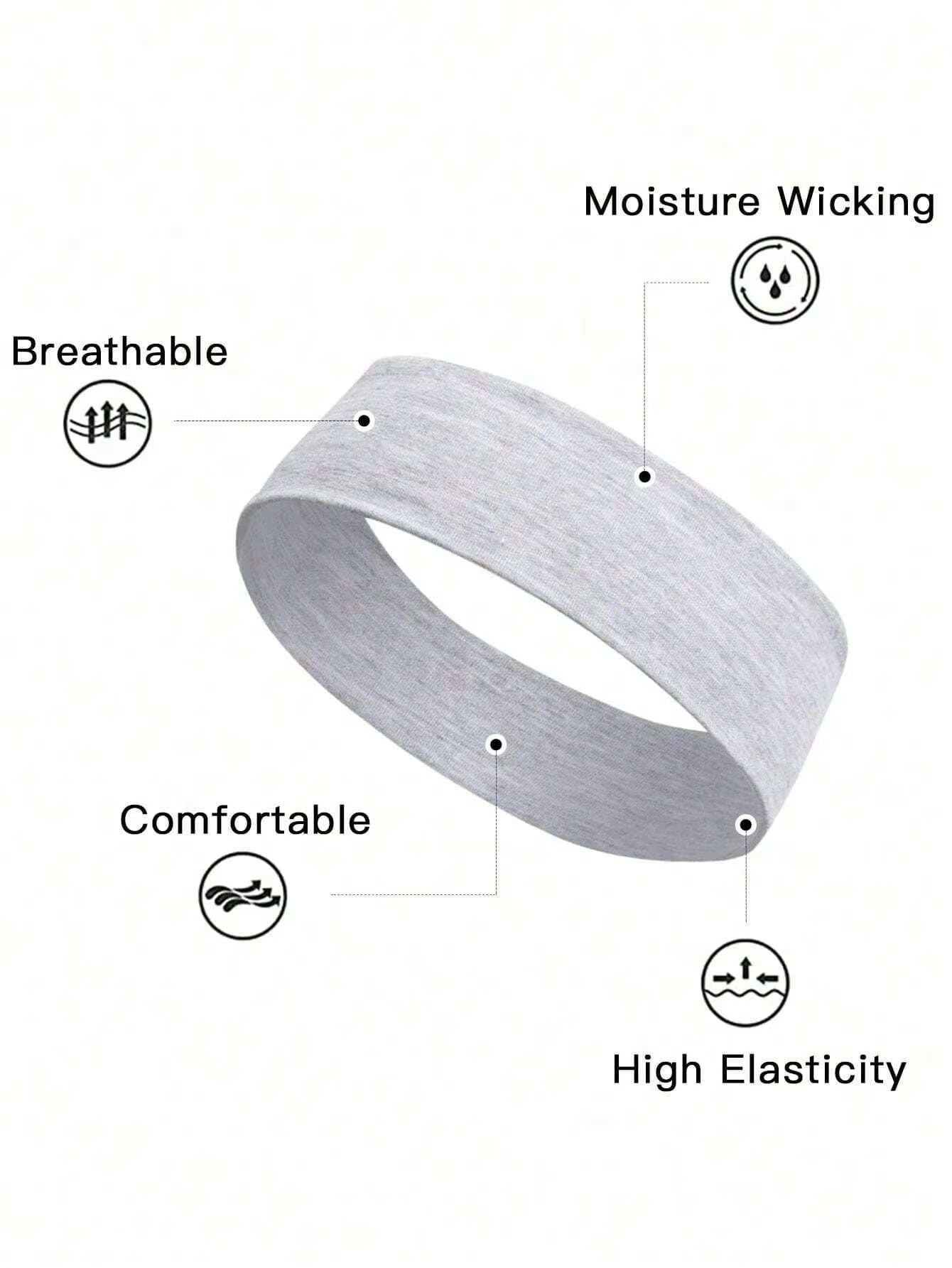 FlexFit LeopardPrint  Solid Headband Set  6Piece SweatAbsorbing Headbands For Unisex Sports  Leisur 5