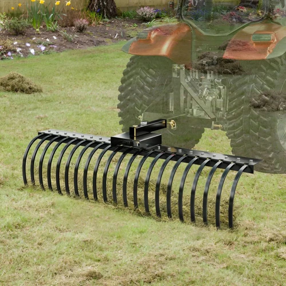 Lawn Dethatcher Rake Tow Behind Landscape Rake With Steel Coil Tines Attaches To Toolbars And Point 5
