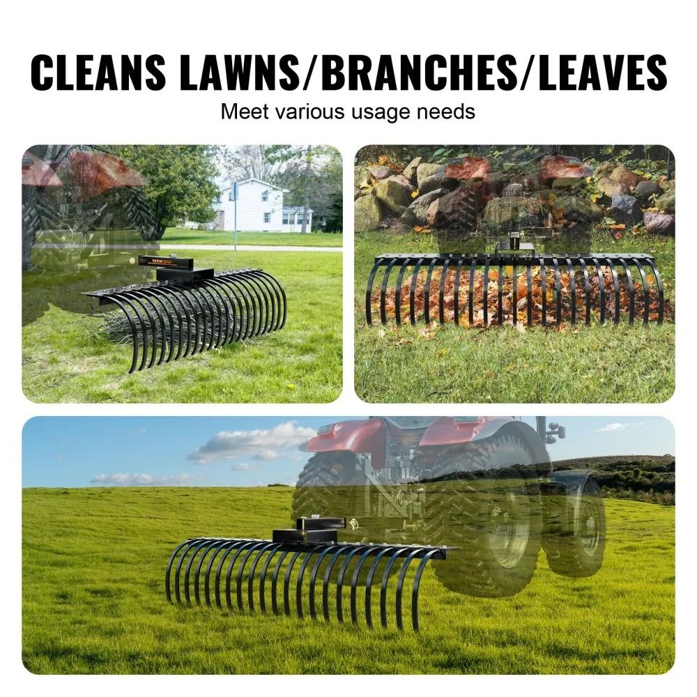 Lawn Dethatcher Rake Tow Behind Landscape Rake With Steel Coil Tines Attaches To Toolbars And Point 4