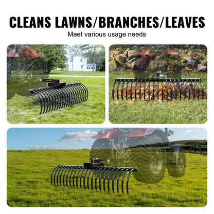 Lawn Dethatcher Rake Tow Behind Landscape Rake With Steel Coil Tines Attaches To Toolbars And Point 4