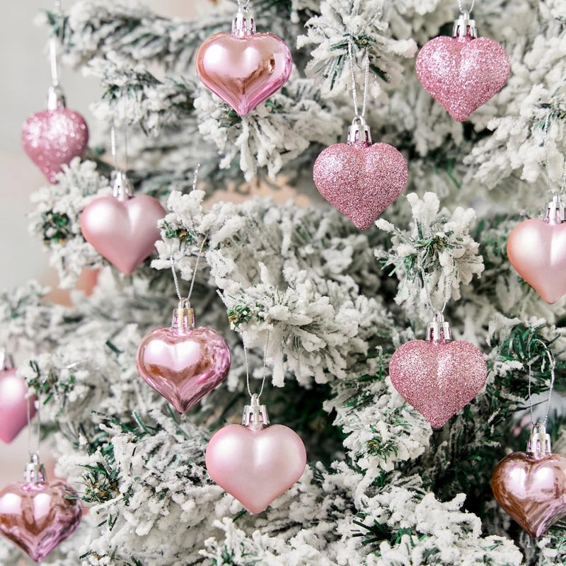 Valentine's Day Heart Pendant, Heart Ball Ornament, Hanging Heart Decoration, Christmas Tree Heart Ball Pendant