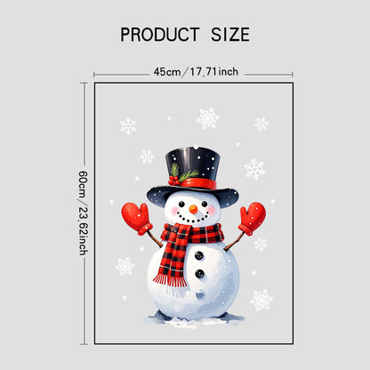 Static Cling Sticker Christmas Window Sticker Glass Sticker With Snowman White Snowflakes Christmas