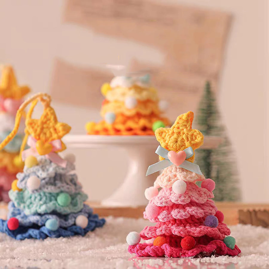 Wool Crochet Christmas Tree Knitted Christmas Tree Christmas Hanging Pendant With Jingle Bell Holid 3