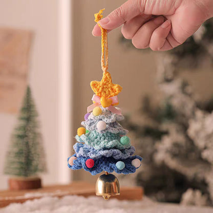 Wool Crochet Christmas Tree Knitted Christmas Tree Christmas Hanging Pendant With Jingle Bell Holid 6