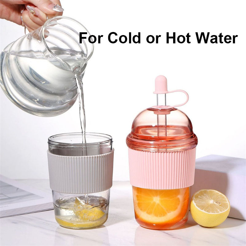 Straw Cup With Lid Bubble Boba Tea Cups Large Capacity Tea Coffee Milk Cup Ins Style Water Bottles  1