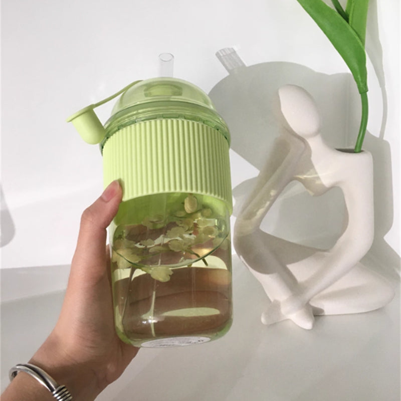 Straw Cup With Lid Bubble Boba Tea Cups Large Capacity Tea Coffee Milk Cup Ins Style Water Bottles  2