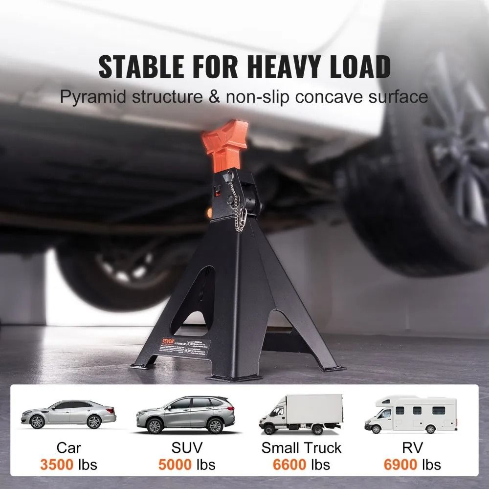 Jack Stands Double Locking Car Jack Stands Adjustable Height For SUV Truck UTV ATV Garage And Works 1