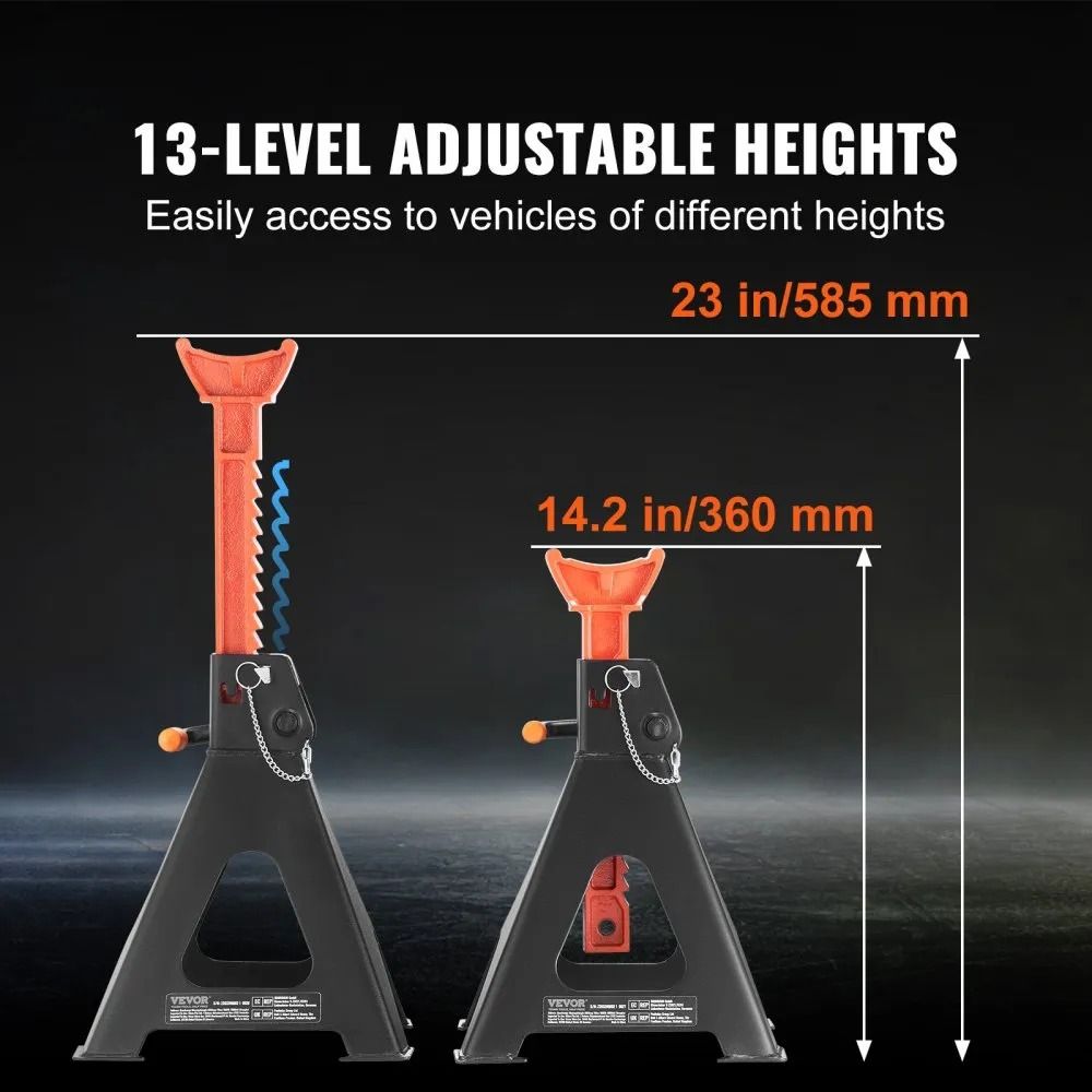 Jack Stands Double Locking Car Jack Stands Adjustable Height For SUV Truck UTV ATV Garage And Works 5
