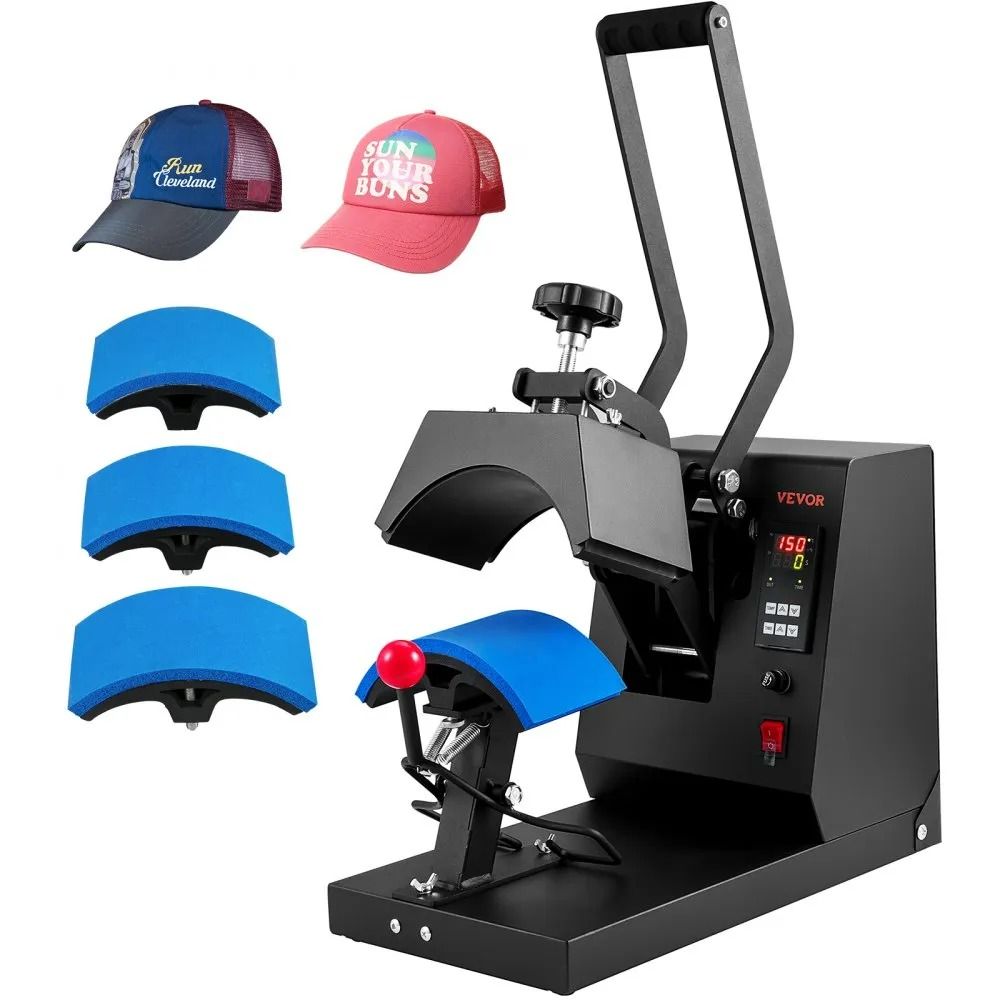 Cap Heat Press Machine, Hat Heat Press, Sublimation Transfer, LCD Digital Timer, Temperature Control, Curved Heating Pad